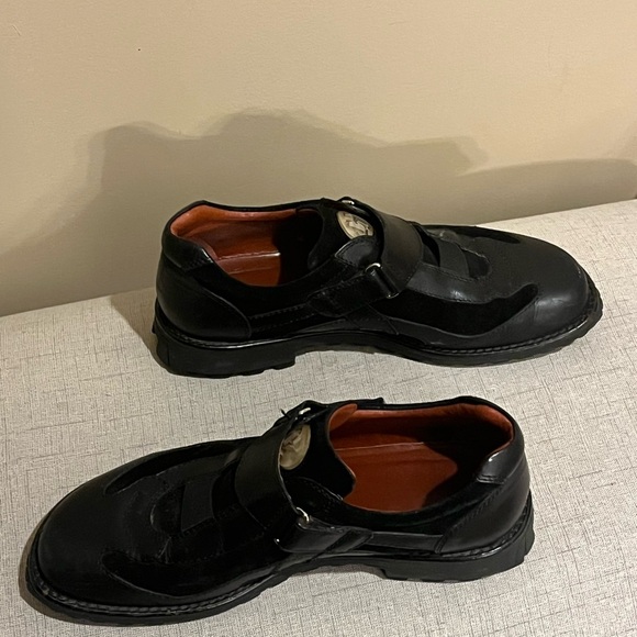 Vintage Donald Pliner Black Leather Buckle Shoes with Logo Detail - Picture 2 of 6